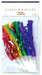 Six colorful party whistles with metallic foil streamers in rainbow colors including red, orange, yellow, green, blue, and purple, each with a white plastic mouthpiece, displayed in clear packaging.