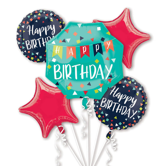 Reason to Celebrate Happy Birthday Balloon Bouquet  | 5 pcs