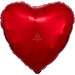 Bright red heart-shaped foil balloon with a glossy finish and rounded edges, displayed against a white background.