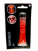 Red cream makeup tube with 0.7 oz net weight displayed on black packaging with two example face paint designs shown above the product.