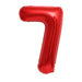 Red foil number 7 balloon, jumbo size, inflated and displayed against a white background.