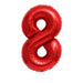 Red foil balloon shaped like the number 8, inflated and displayed against a white background.