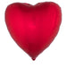 Bright red heart-shaped foil balloon with a glossy finish and rounded edges against a white background.