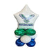 Stack of balloons with Riverhawks logo on a white background