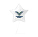 White star-shaped balloon with an eagle design and 'Congrats Name!' text on a white background