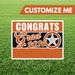 Graduation-themed customizable sign with 'Congrats Grad 2026' on a grass background