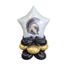 White star-shaped foil balloon featuring a purple and tan Spartan helmet logo, mounted on a base of black and gold cluster balloons.