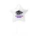 White star-shaped foil balloon with purple badger logo and "CONGRATS NAME!" text in purple lettering.
