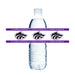 Clear plastic water bottle with purple bands featuring black wolf head logos and "Riverton Silverwolves" text repeated across the middle section.