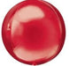 Shiny red spherical foil balloon with a glossy finish and subtle highlight reflections on its surface.