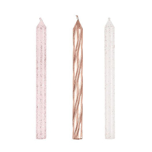 Rose Gold Glitter Spiral Candle | 24ct