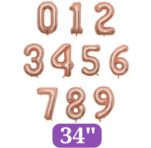 Rose Gold Jumbo Number Balloons 34"