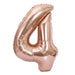 Rose gold metallic number 4 foil balloon with a shiny reflective surface and rounded shape.