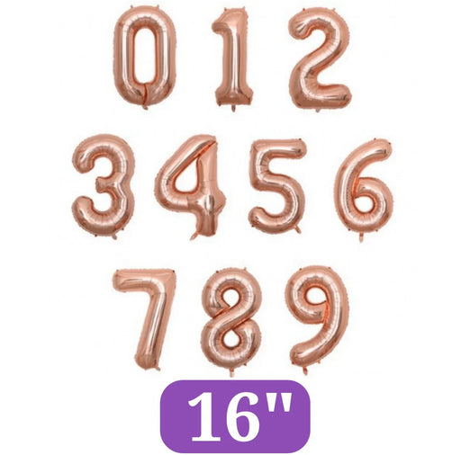 Air Filled Rose Gold Number Balloons 16"