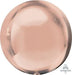 Rose-gold spherical foil balloon with a reflective metallic finish and slight surface creases typical of deflated party balloons.