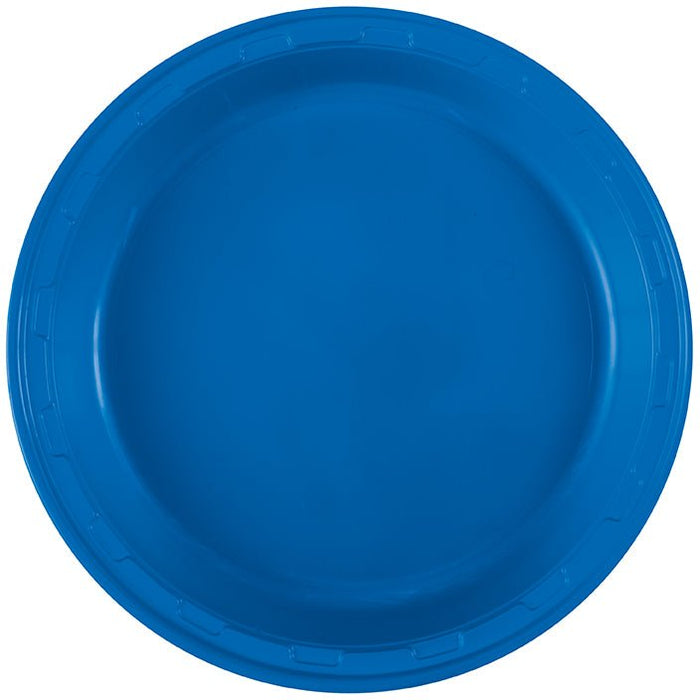 50ct 10in Plastic Plate Royal Blue - Party Supplies