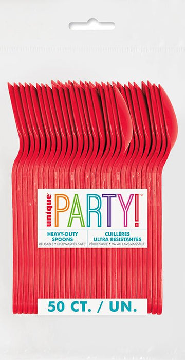 50ct Spoons Ruby Red Premium - Party Supplies