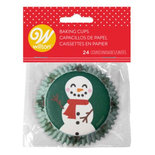 A 24 Count package of Wilton Christmas Snowman Standard Baking Cup