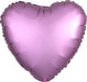 Pink satin heart-shaped mylar balloon with a glossy finish and ribbed texture throughout.