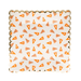 White dessert plate with a wavy scalloped edge and scattered orange pizza slice pattern throughout.