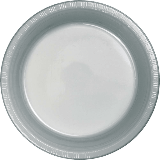 Shimmering Silver Premium Plastic Plates 10" | 20ct
