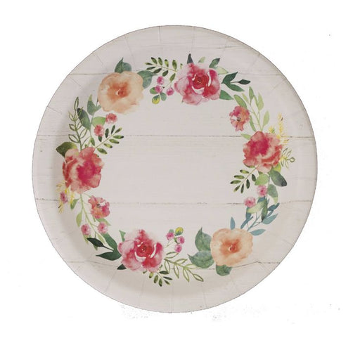 Shiplap Chic 10" Plate with Floral Wreath 8 pk  | 1ct
