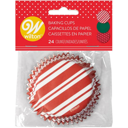 A 24 Count package of Christmas Holiday Standard Baking Cups.