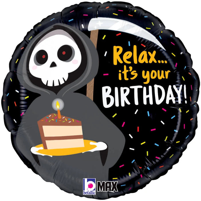 Grim Reaper Happy Birthday Mylar Balloon, 18"