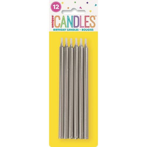12ct Silver Candles 5in 