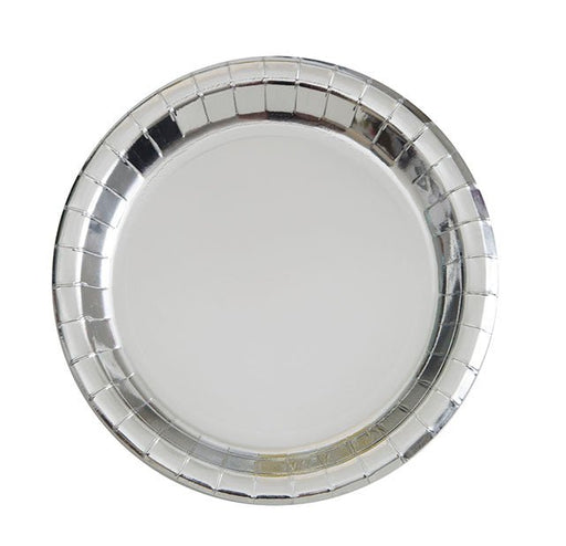 Silver Foil Round Paper Plate 7in | 8ct