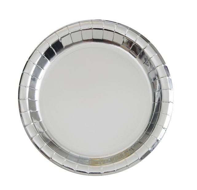 8ct 7in Silver Foil Round Plate - Party Supplies