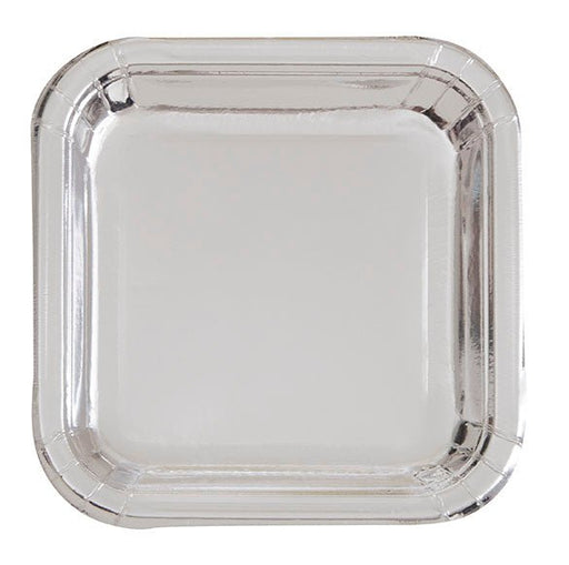 Silver Foil Square Paper Plate 7in | 8ct