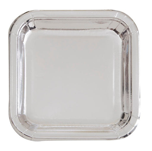 Silver Foil Square Paper Plates 9in | 8ct