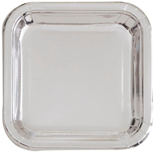 Silver Foil Square Paper Plates 9in | 8ct