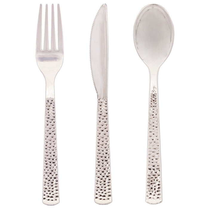 24ct Silver Hammered Cutlery Box Assorted - Party Supplies