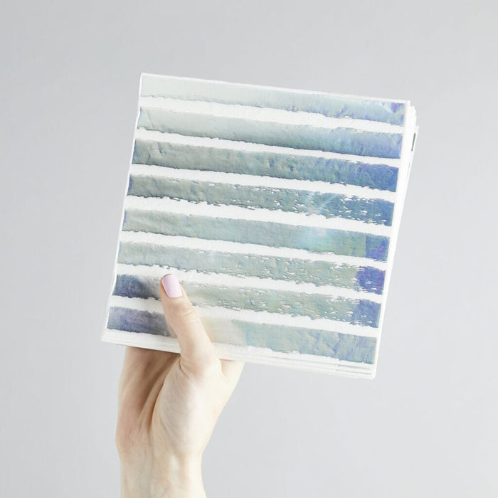 Silver Iridescent Foil Striped Napkins | 16ct - Zurchers