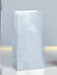 Silver metallic paper bag with a crinkled texture, standing upright against a neutral background.