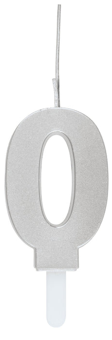 Silver Number 0 Sparkler Candle - Party Supplies