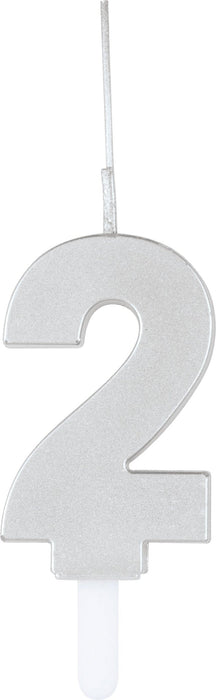 Silver Number 2 Sparkler Candle - Party Supplies