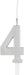 Silver glitter number 4 shaped candle with a white stick attached, designed for cake decoration.