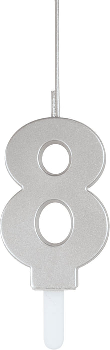 Silver Number 8 Sparkler Candle - Party Supplies