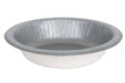 White disposable paper bowl with a gray ribbed rim and interior, shown from above at an angle.