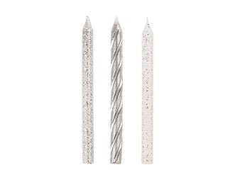 Silver Spiral Assorted Birthday Candle | 24ct