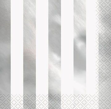 Silver Stripe Foil Lunch Napkins | 16ct