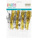 Package of eight party squawkers in alternating silver and gold metallic finishes with white mouthpieces, displayed against a white background.