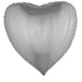 Silver heart-shaped mylar balloon with a smooth, reflective metallic finish.