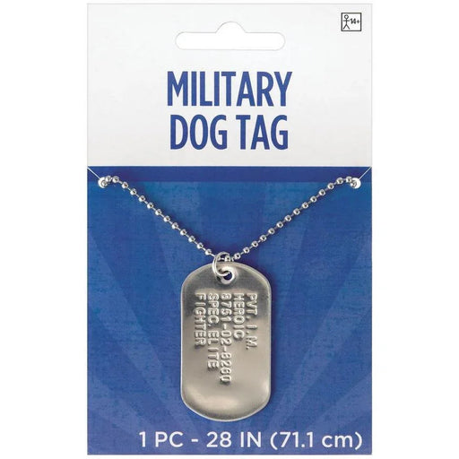 Silver Military Metal Dog Tag Necklace 28" |  1 ct