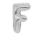 Silver metallic mylar letter balloon in the shape of a capital G, inflated and displayed against a white background.