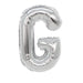 Silver metallic mylar letter balloon shaped like the number 6, with a shiny reflective surface and ribbed texture throughout.