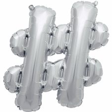 Silver mylar letter balloon shaped like a double quotation mark with small attachment points around the sides for connecting to other balloons.